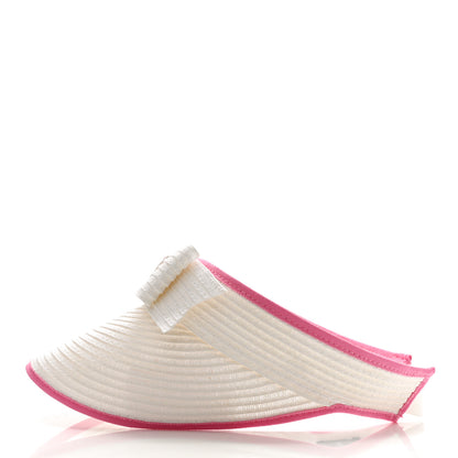 Chanel Straw Grosgrain Visor M White Pink 4 of 8