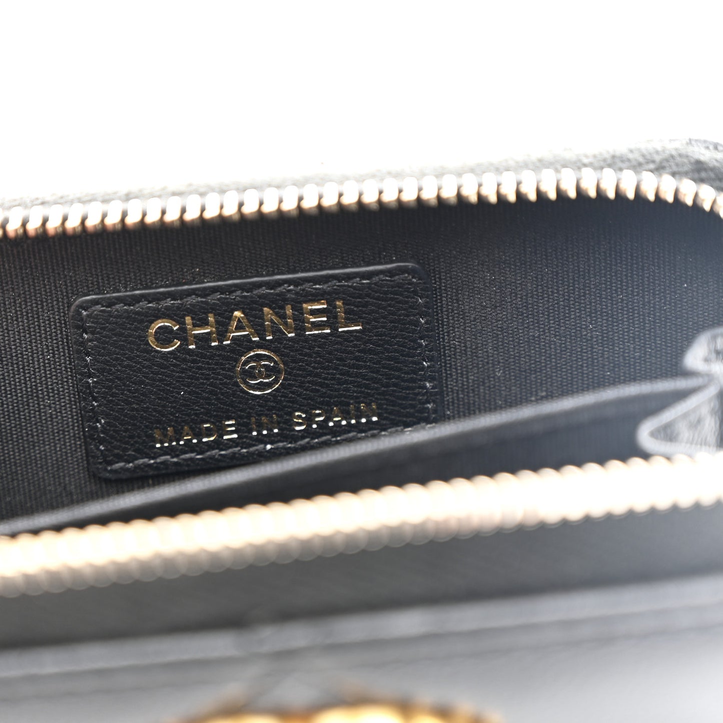 Lambskin Quilted Chanel 19 Zip Around Coin Purse Wallet Black