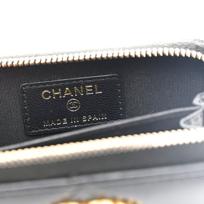 Chanel Lambskin Quilted Chanel 19 Zip Around Coin Purse Wallet Black 6 of 8