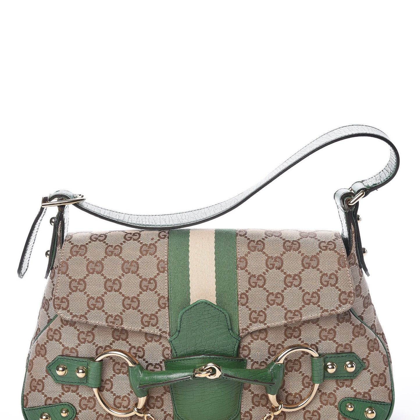 Monogram Horsebit Web Flap Bag Green
