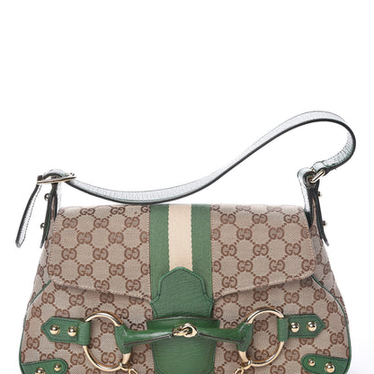 Gucci Monogram Horsebit Web Flap Bag Green 13 of 21