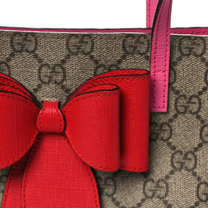 Gucci GG Supreme Monogram Bow Childrens Tote Red Pink 18 of 18