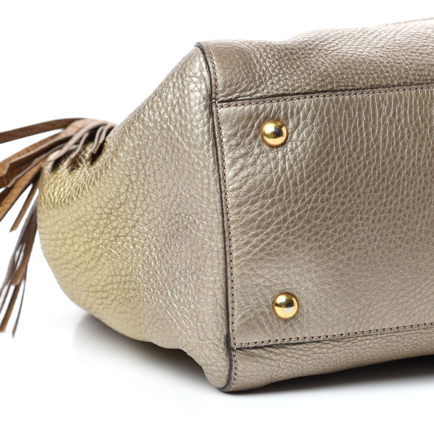 Gucci Metallic Pebbled Calfskin Medium Soho Shoulder Bag Gold Ombre 8 of 10