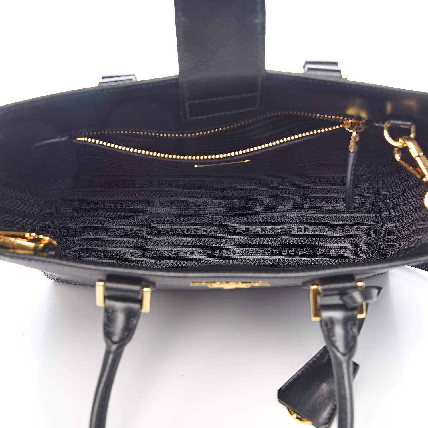 Prada Saffiano Soft Calfskin Small Zippered Tote Black 5 of 10
