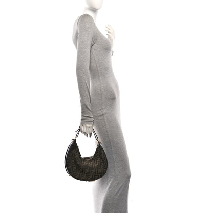 Fendi Fabric Jacquard Vitello Grace FF 1974 Small Fendigraphy Hobo Bag Tobacco Moro Ebano 2 of 10