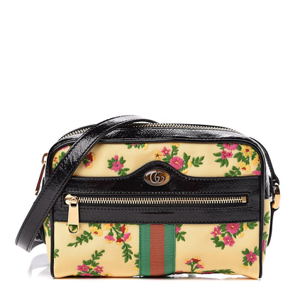 Gucci Canvas Patent Web Floral Embroidered Mini Ophidia Shoulder Bag 1 of 10