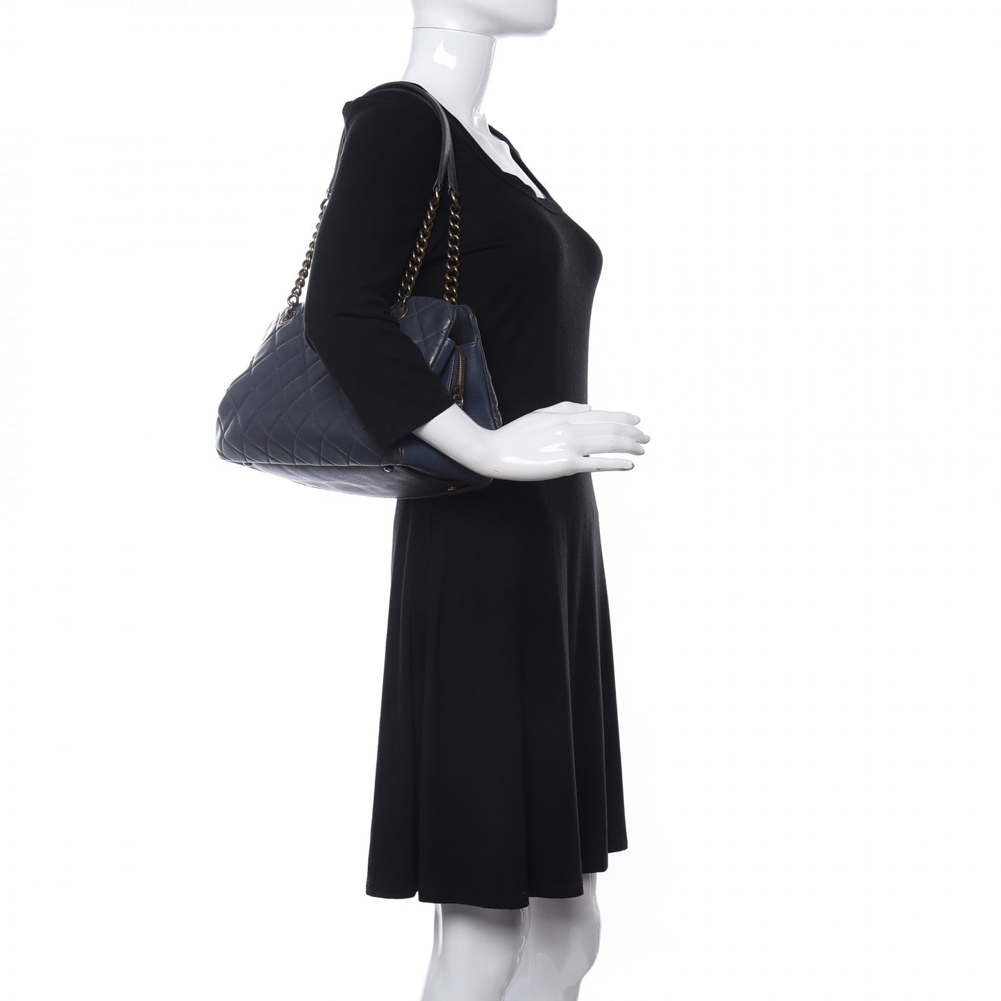 Calfskin Quilted Small CC Crown Tote Blue