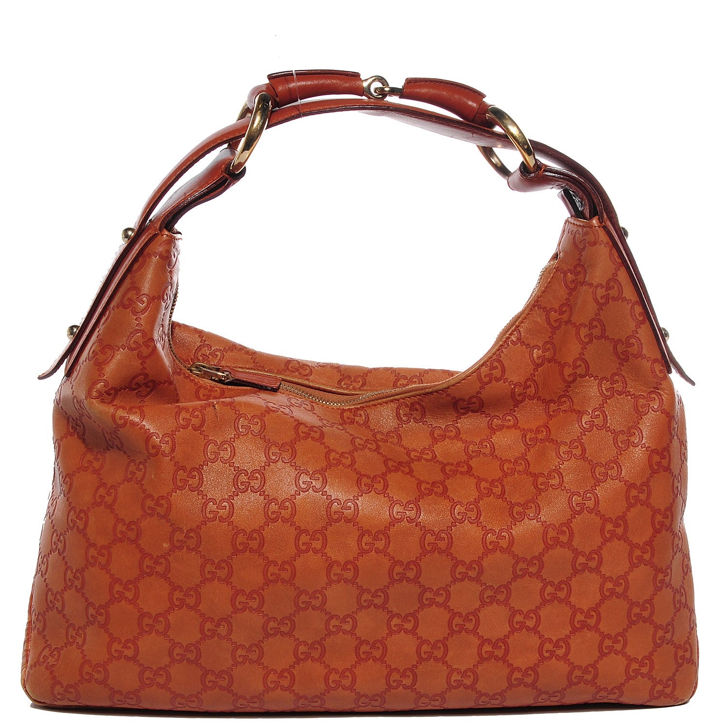 Gucci Guccissima Medium Horsebit Chain Hobo Saffron 1 of 7