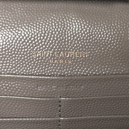 Saint Laurent Grain De Poudre Matelasse Chevron Monogram Chain Wallet Fog 6 of 11