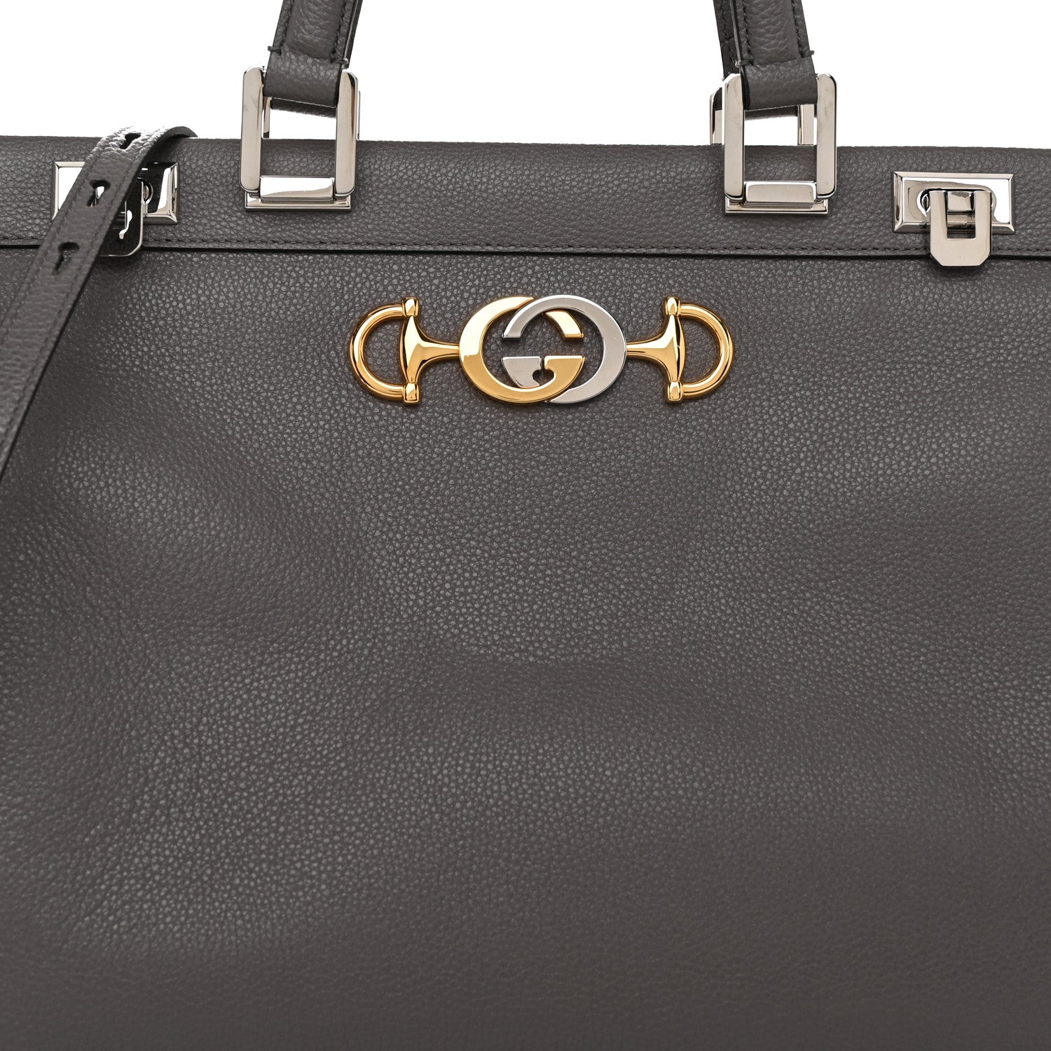 Gucci Grainy Calfskin Medium Zumi Top Handle Bag Dusty Grey 8 of 11