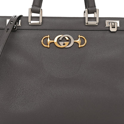 Gucci Grainy Calfskin Medium Zumi Top Handle Bag Dusty Grey 8 of 11