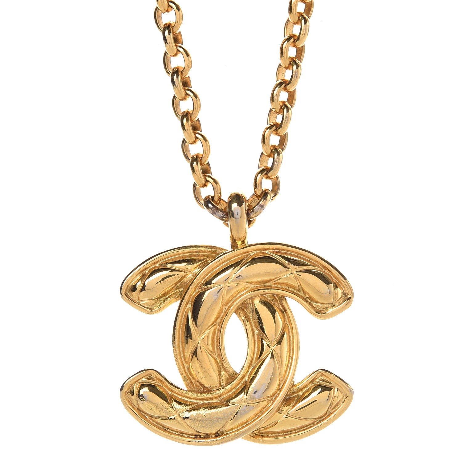 Chanel Quilted Large CC Long Necklace Gold 4 of 7
