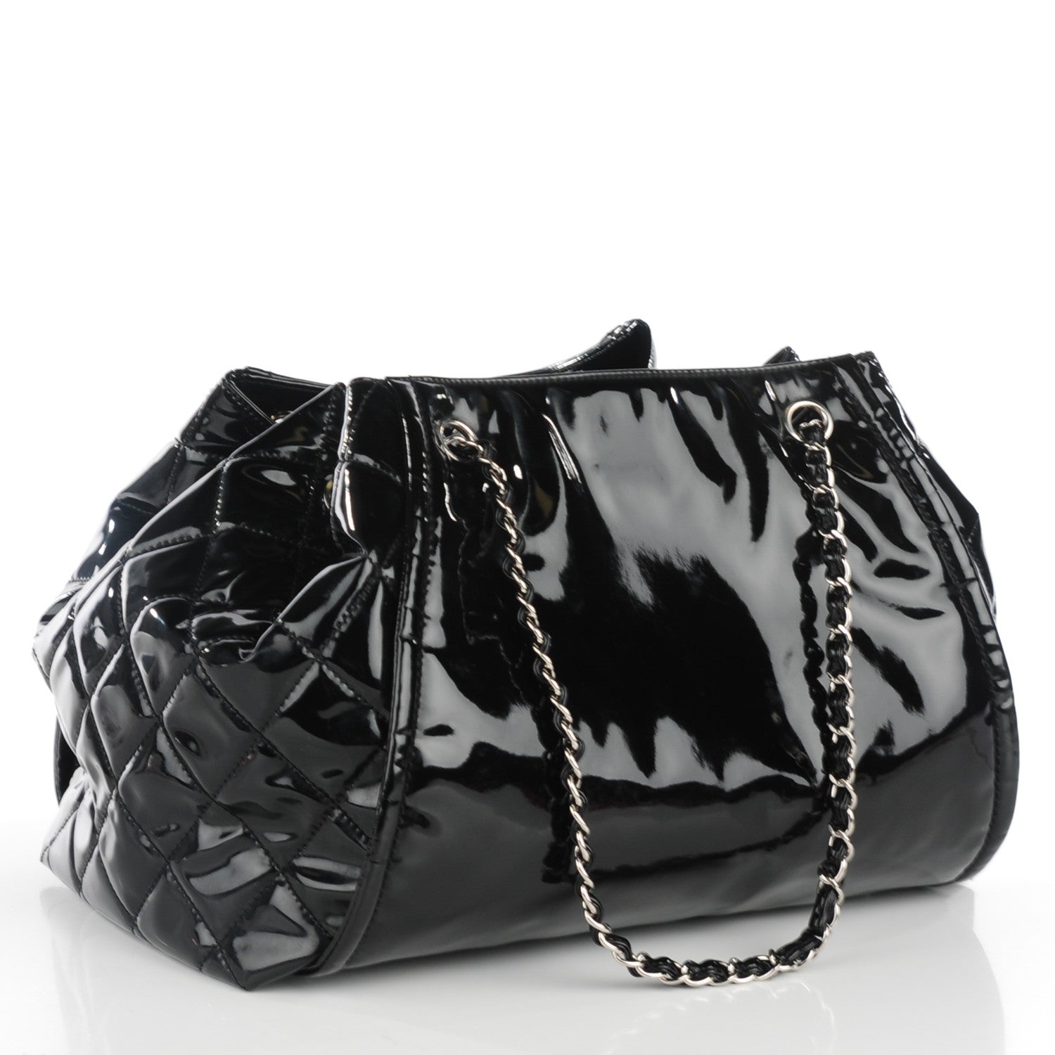 Chanel Vinyl Large Lipstick Ligne Accordion Tote Black 3 of 7