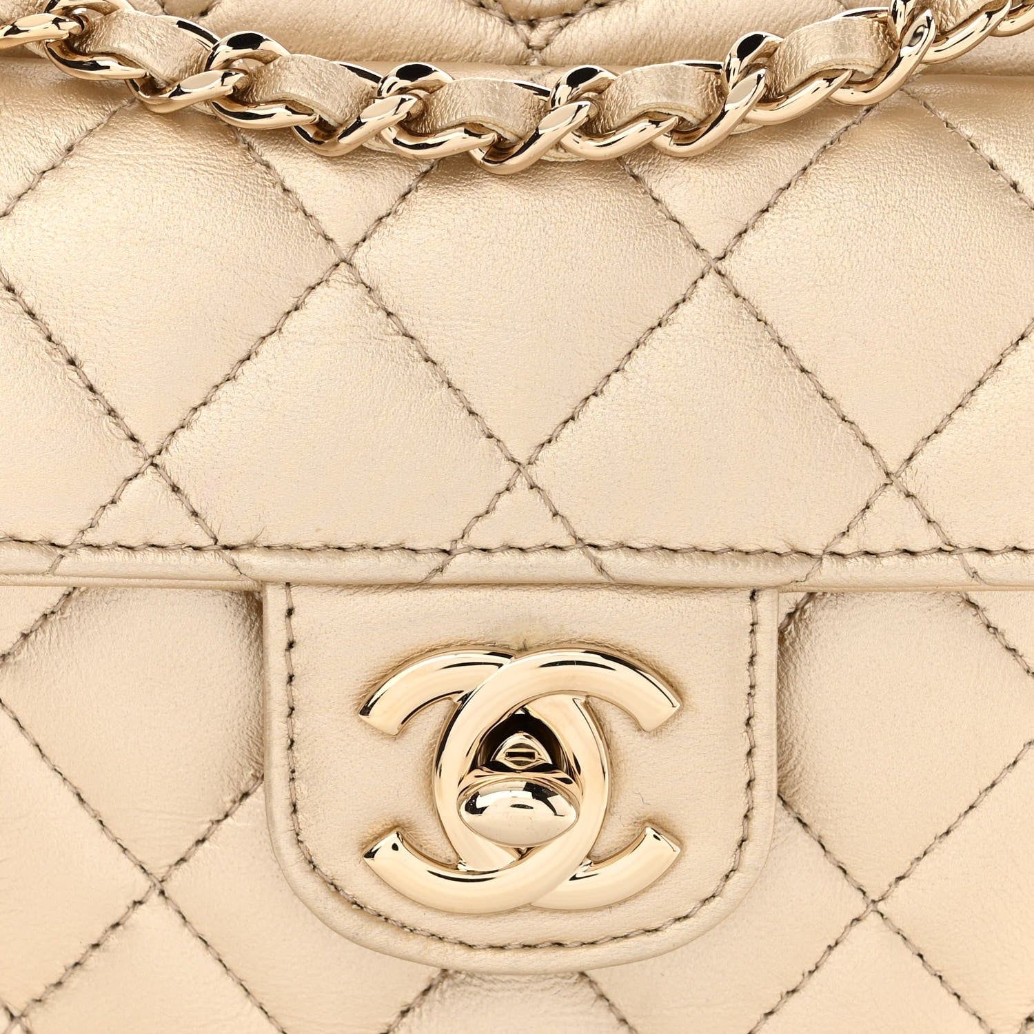 Chanel Metallic Lambskin Quilted CC In Love Heart Clutch With Chain Gold 8 of 11