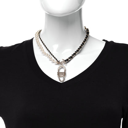 Chanel Lambskin Pearl Quilted Flap Necklace Gold Black Pearly White 2 of 6
