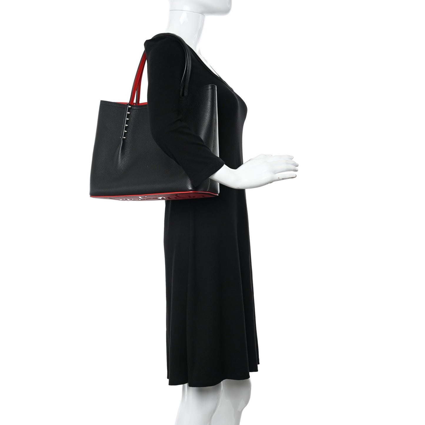 Calfskin Spiked Small Cabarock Shopper Tote Black