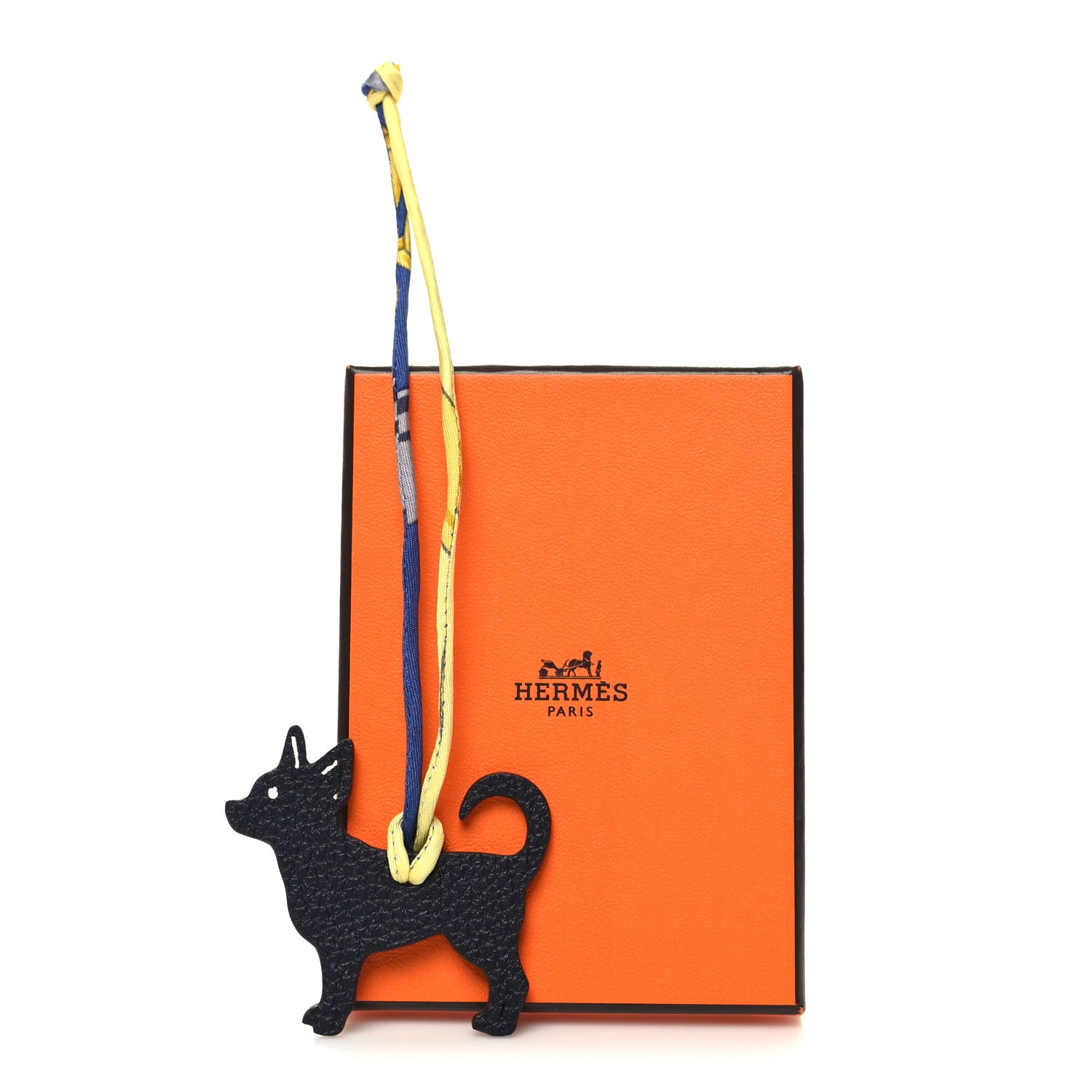 Hermes Togo Epsom Petit H Dog Bag Charm Black Etoupe 4 of 4