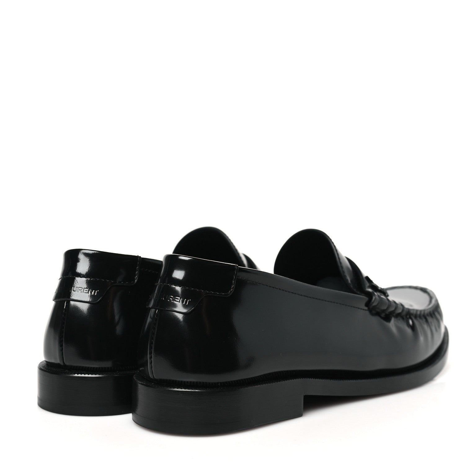 Saint Laurent Glazed Calfskin Chunky Le Loafer Penny Slippers 38.5 Black 5 of 10