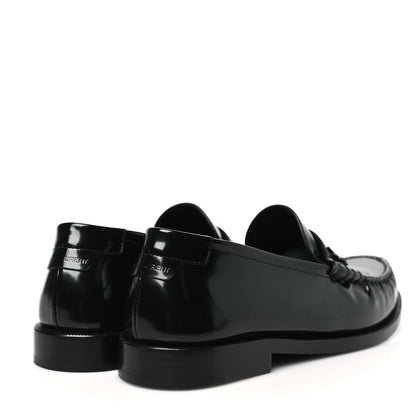 Saint Laurent Glazed Calfskin Chunky Le Loafer Penny Slippers 38.5 Black 5 of 10
