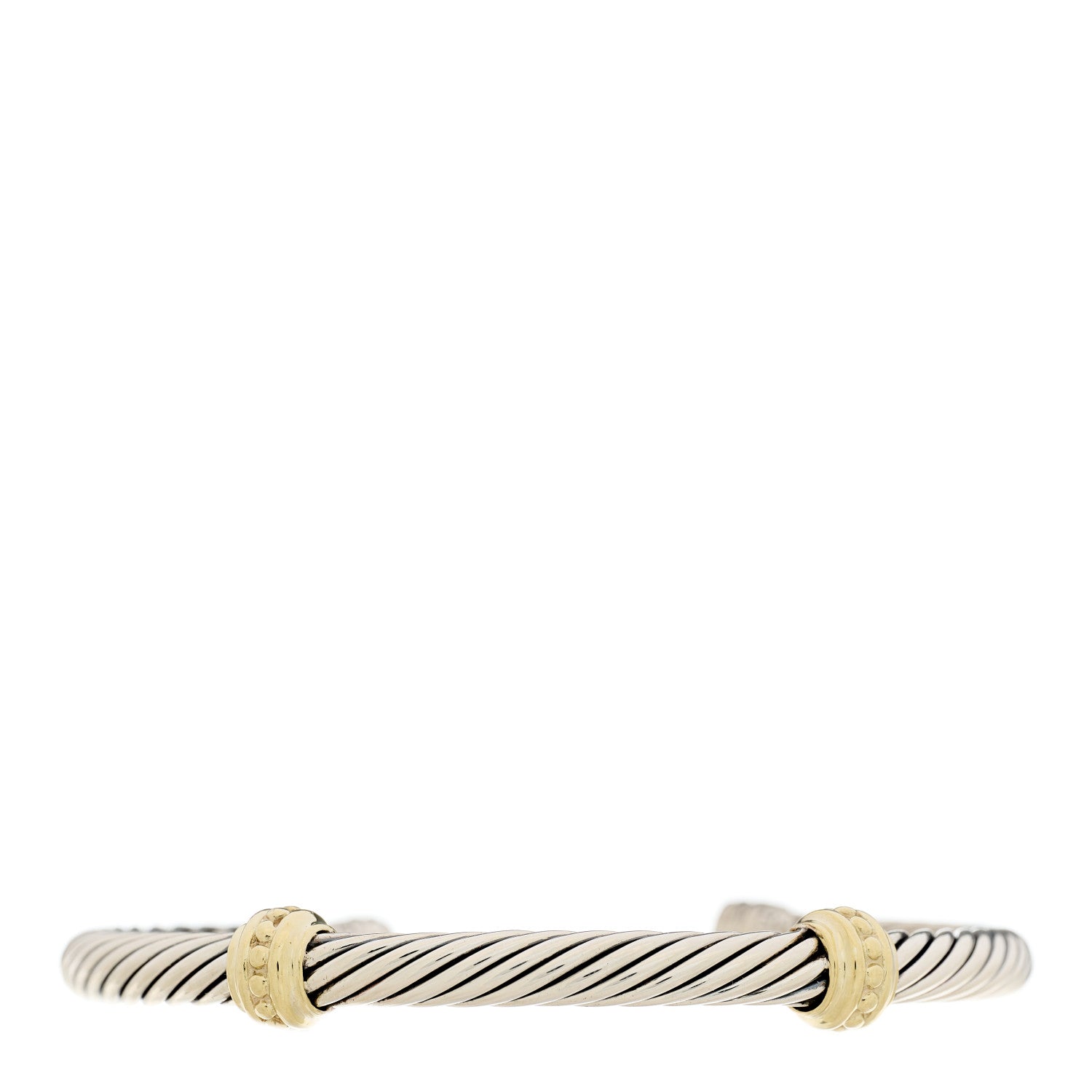 David Yurman Sterling Silver 14K Yellow Gold 5mm Cable Classics Two Station Bracelet 1 of 3