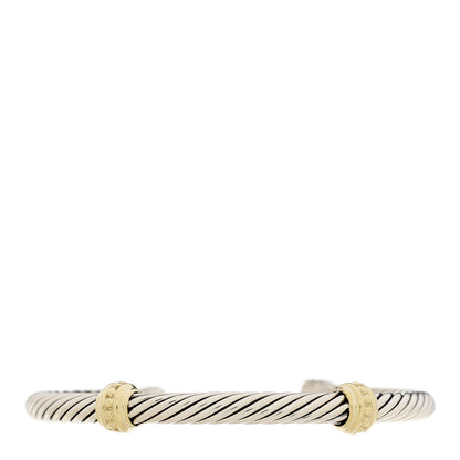 David Yurman Sterling Silver 14K Yellow Gold 5mm Cable Classics Two Station Bracelet 1 of 3