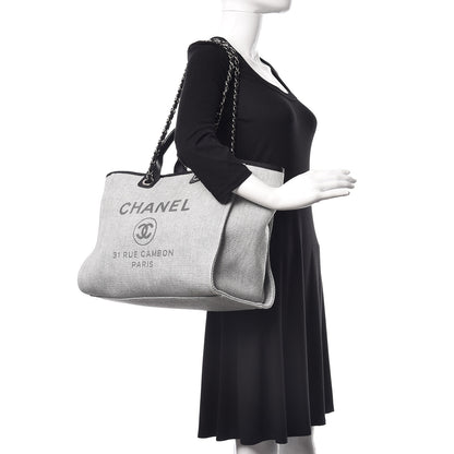 Chanel Woven Straw Raffia Large Deauville Tote Grey 2 of 10