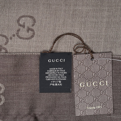 Gucci Wool Silk Monogram Fringe Scarf Brown 5 of 7