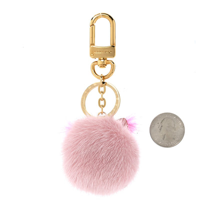 Louis Vuitton Calfskin Mink Fur Wild Pig Bag Charm Key Holder 2 of 5