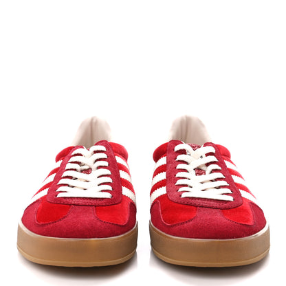 Gucci X ADIDAS Softy Velvet Suede Madeira Demetra Mens Gazelle Sneakers Vulcanic Red Off White Hibiscus Red 2 of 9