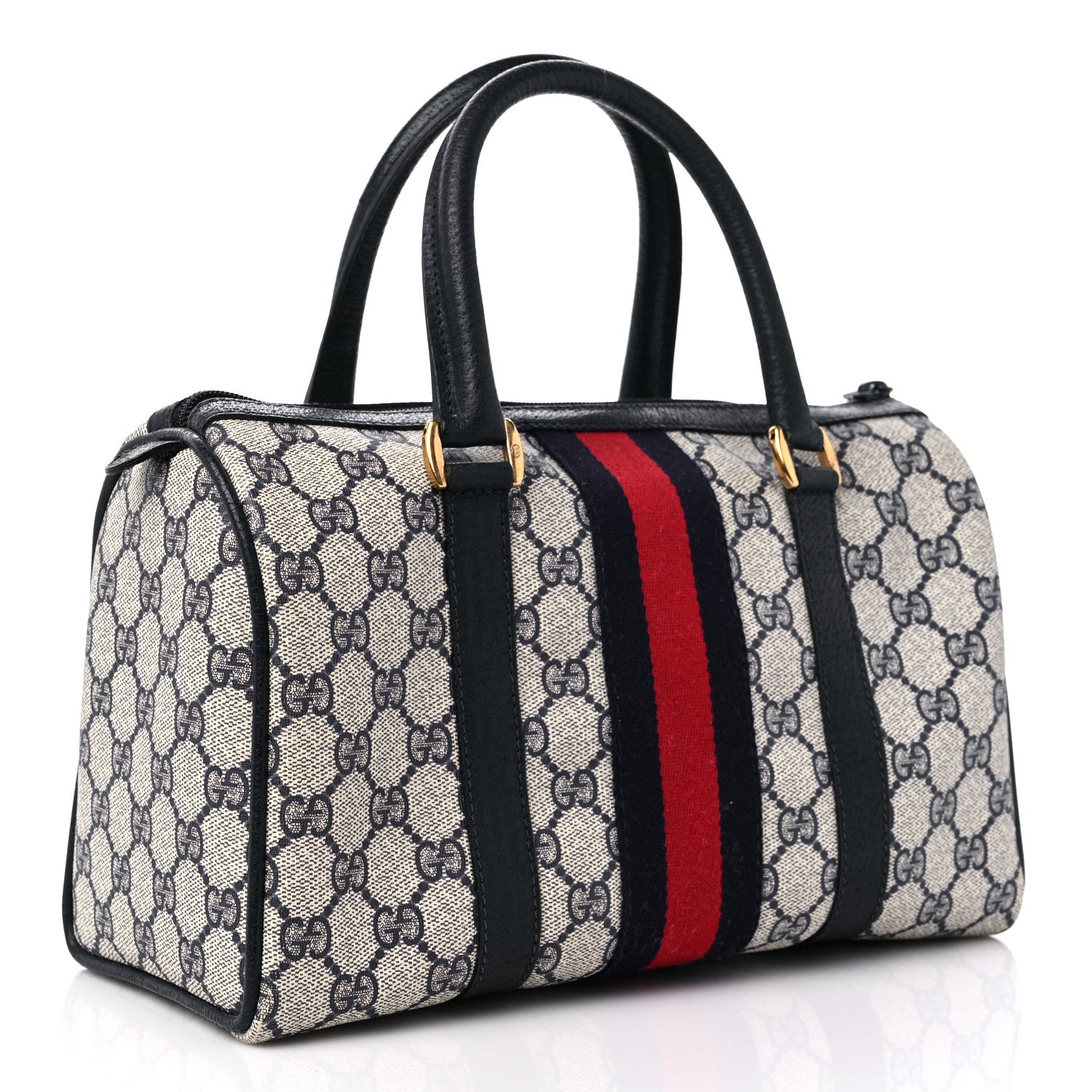 Gucci Monogram Vintage Web Boston Navy 3 of 12