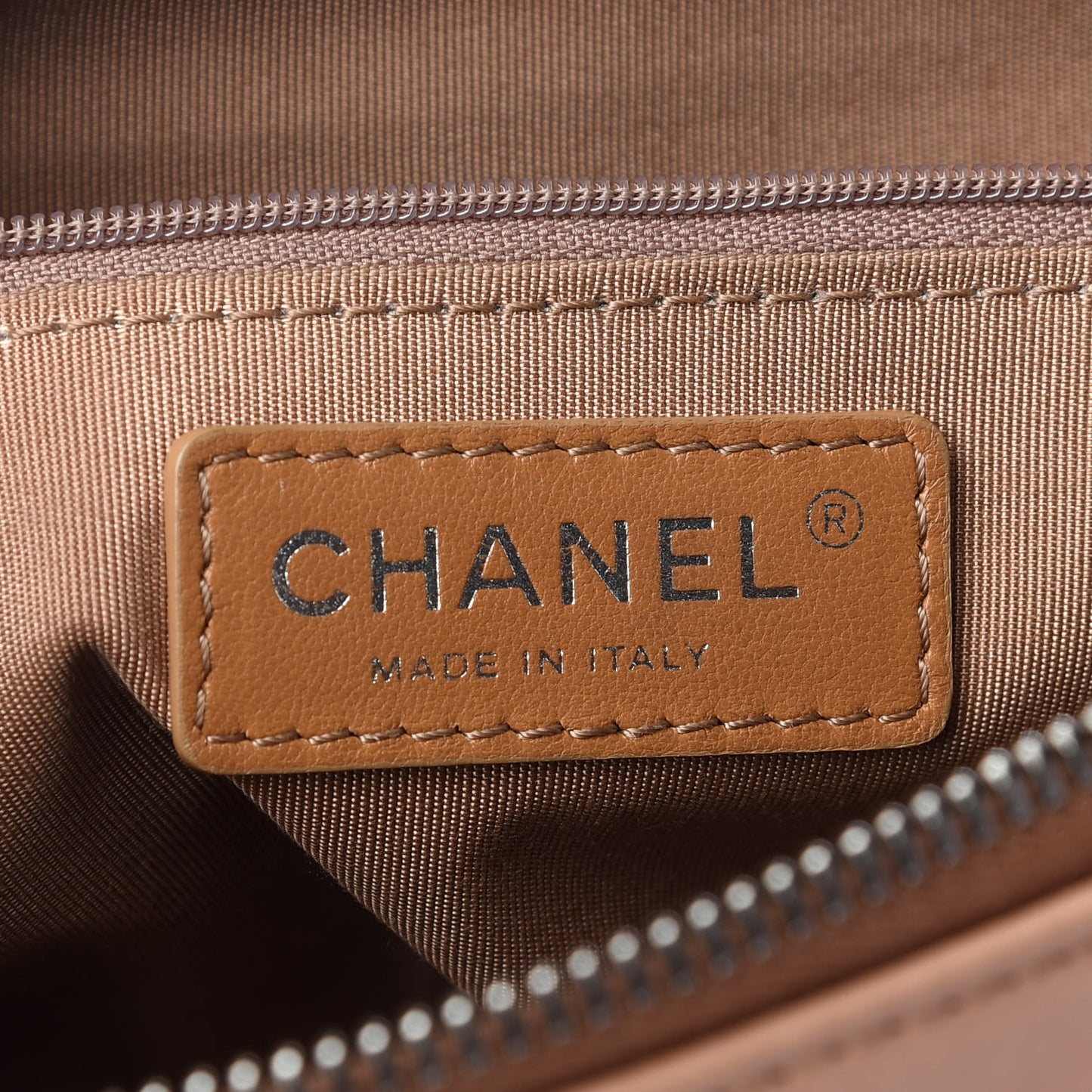 Aged Calfskin Quilted Medium Chain Detail Flap Light Brown