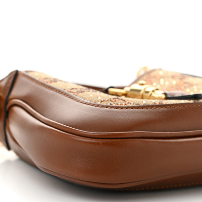 Gucci New Canvas Charisma Calfskin Crystal GG Monogram Mini Jackie 1961 Hobo Camel Ebony 9 of 11