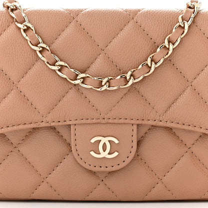 Chanel Caviar Quilted Flap Phone Holder With Chain Beige 10 of 13