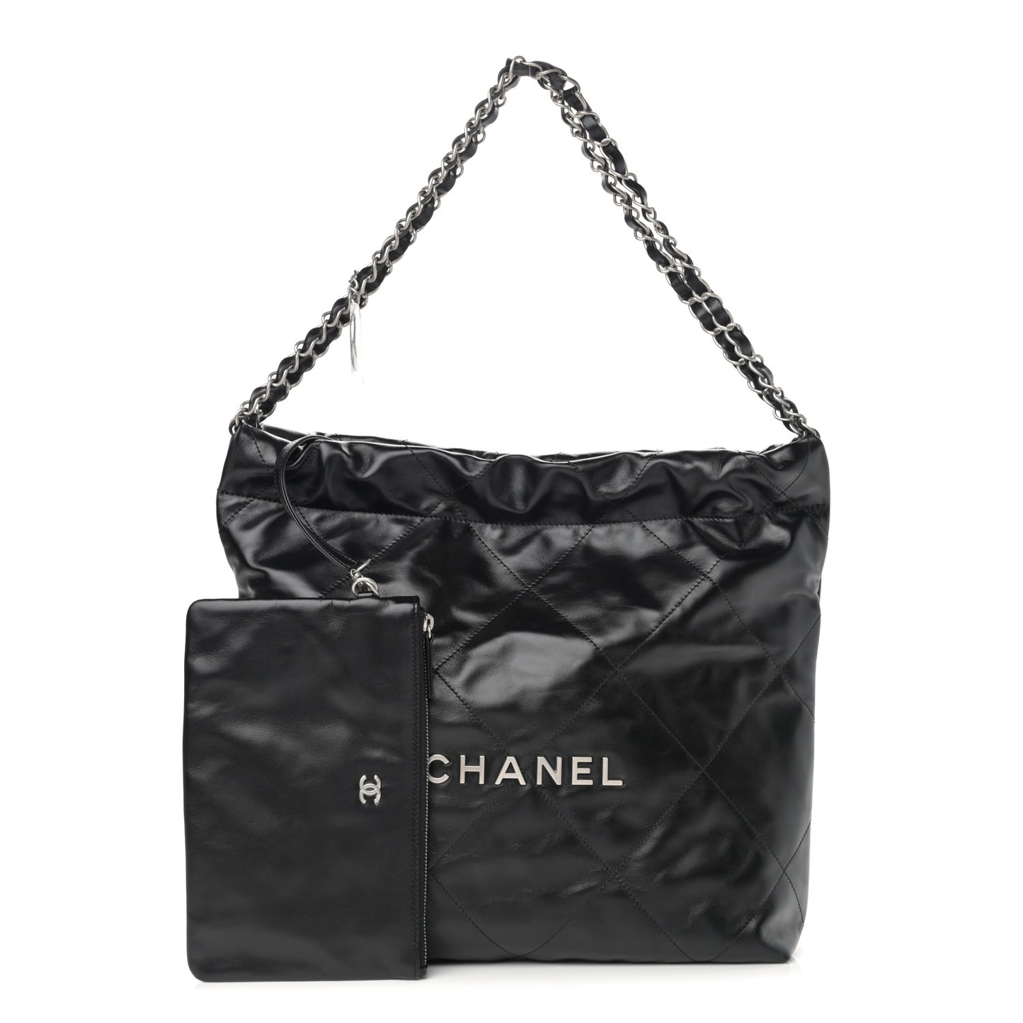 Shiny Calfskin Quilted Small Chanel 22 Black