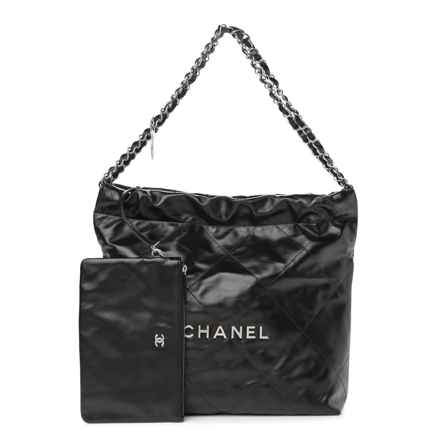 Chanel Shiny Calfskin Quilted Small Chanel 22 Black 1 of 12