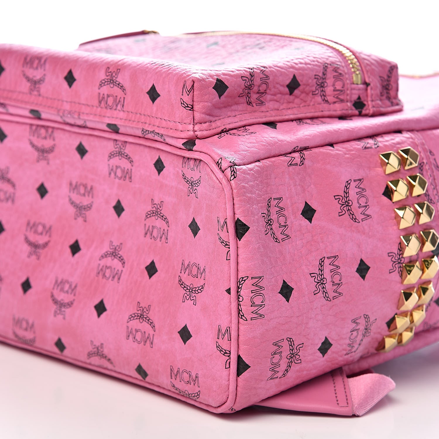 MCM Visetos Small Side Stud Stark Backpack Pink 9 of 11