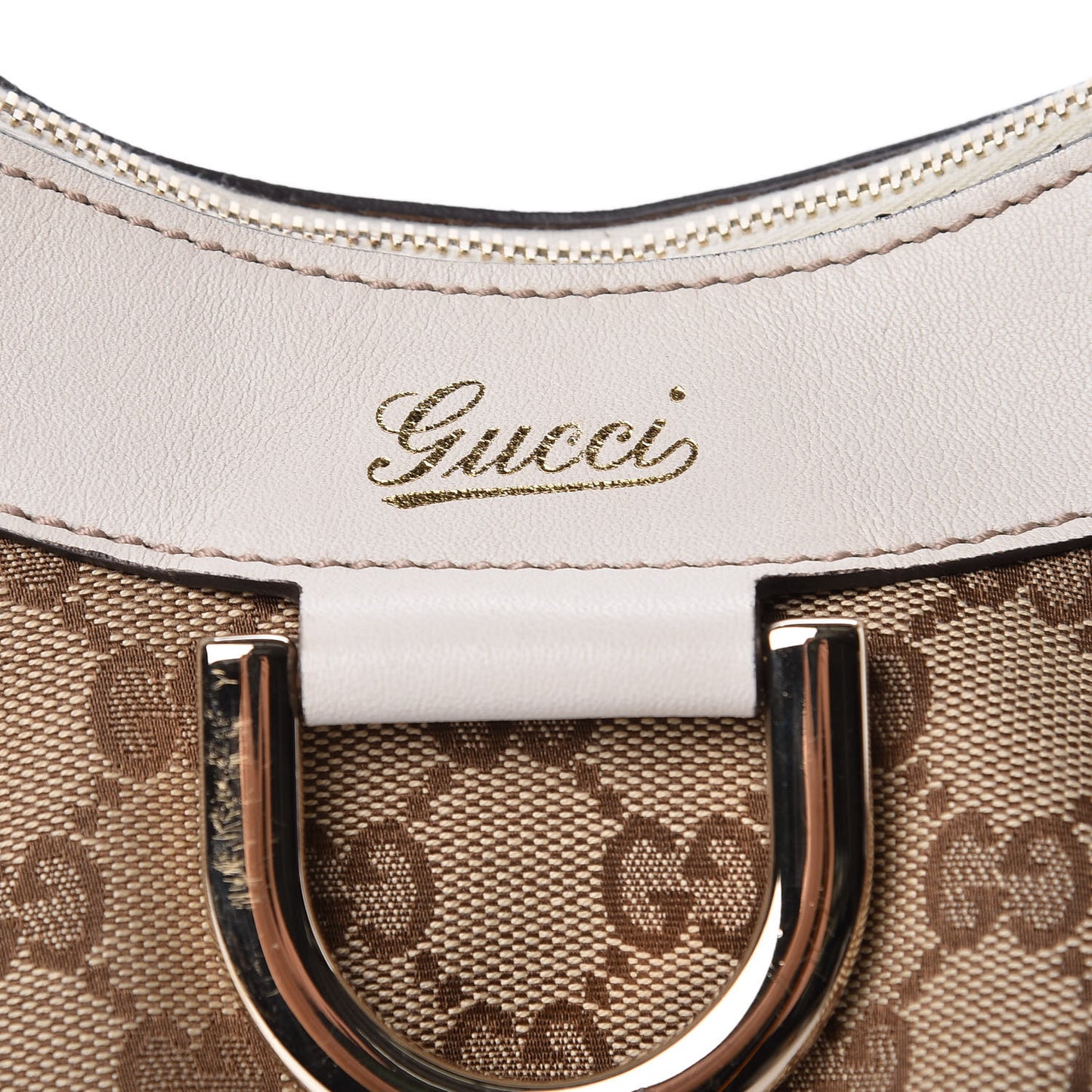Monogram Medium D Gold Ring Hobo White