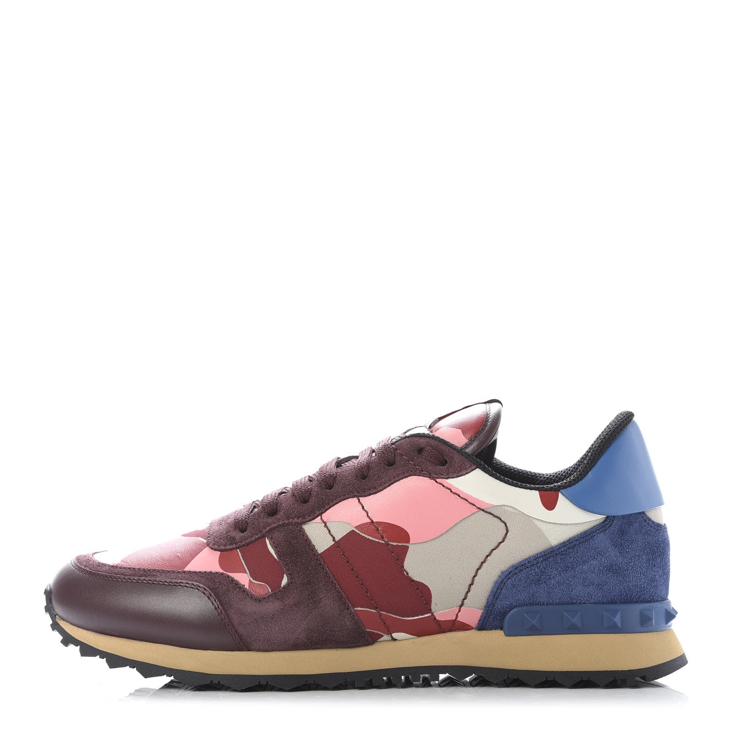 Valentino Garavani Nappa Suede Camouflage Mens Rockrunner Sneakers 41 Rosso Lacca Multicolor 1 of 9