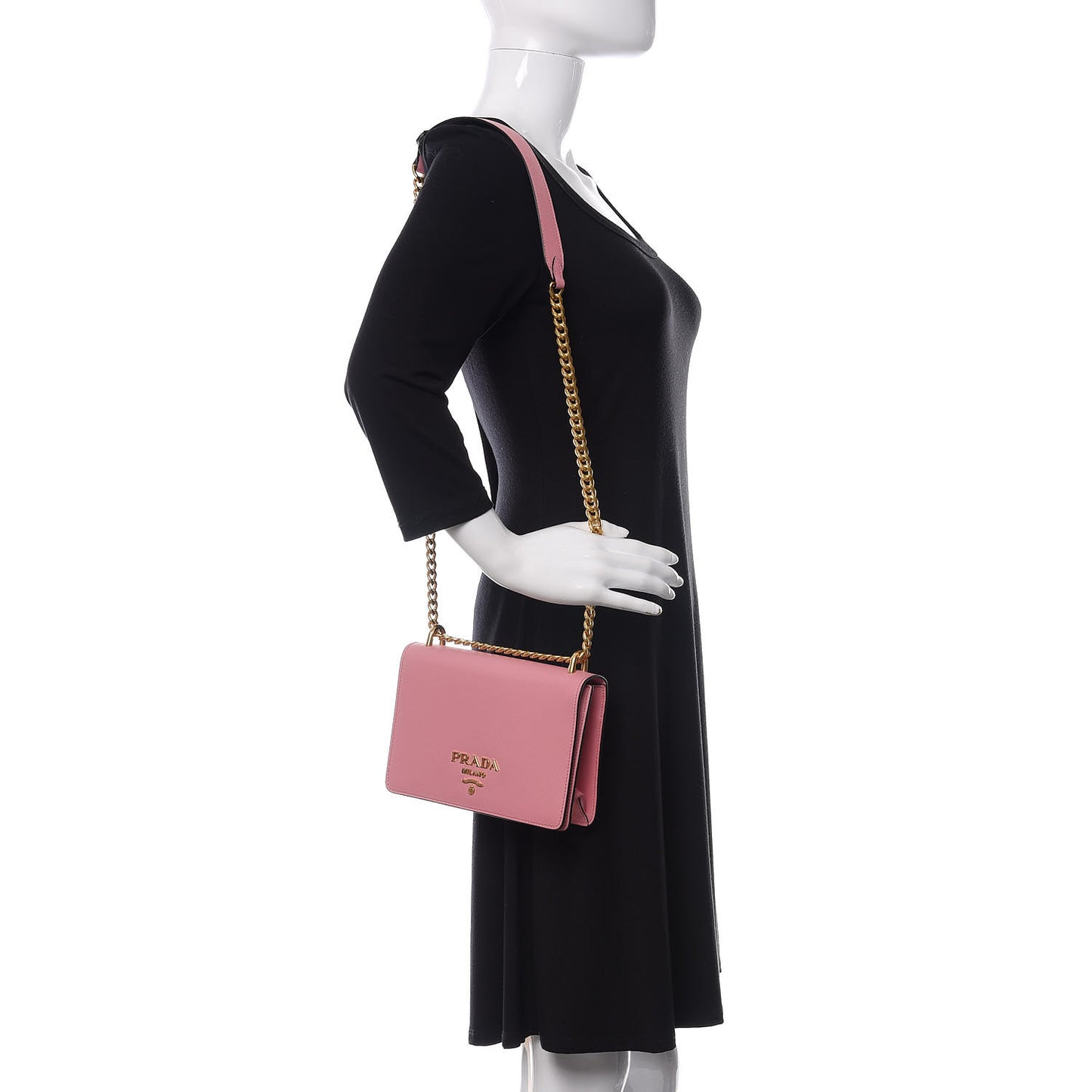 Saffiano Soft Calfskin Chain Crossbody Bag Petalo