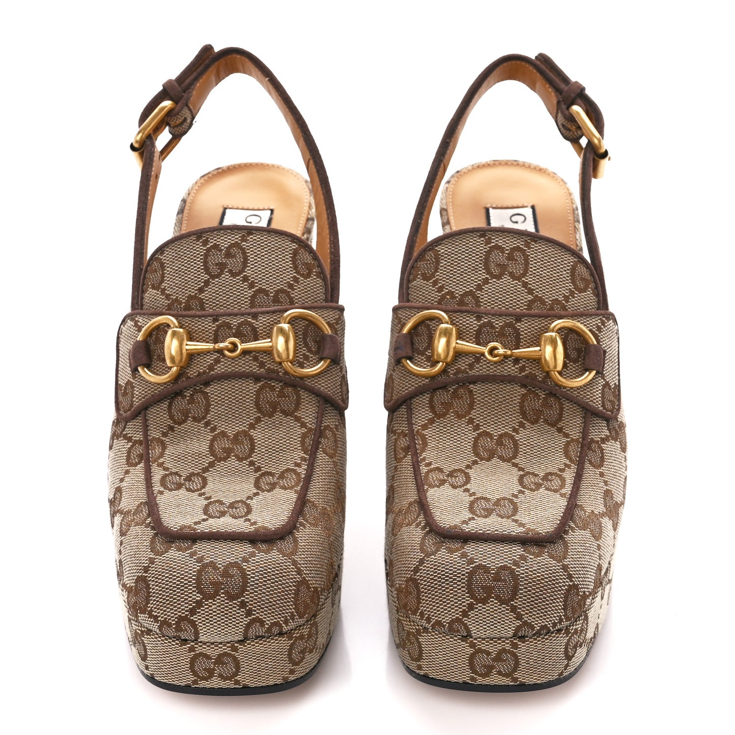 Monogram Goatskin Horsebit Clog Mules 36 Beige Ebony New Acero
