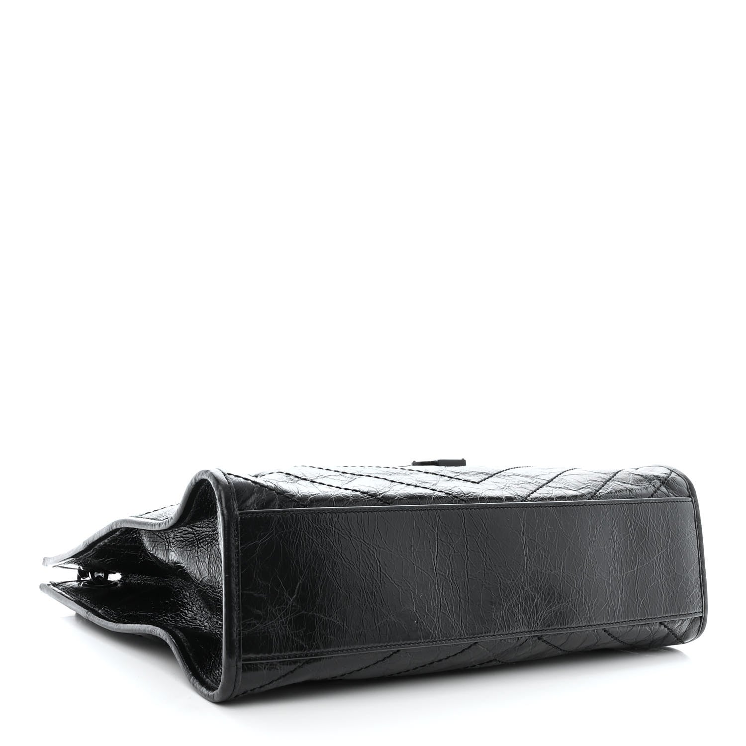 Saint Laurent Crinkled Calfskin Matelasse Monogram Medium Niki Shopper Tote Black 4 of 11