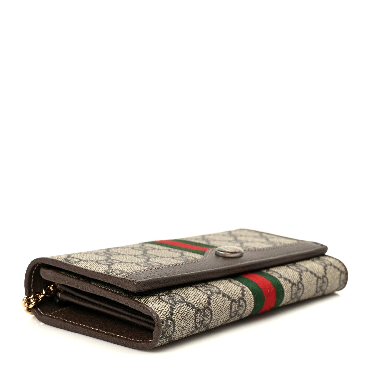 Gucci GG Supreme Monogram Web Ophidia Wallet On Chain Brown 3 of 11