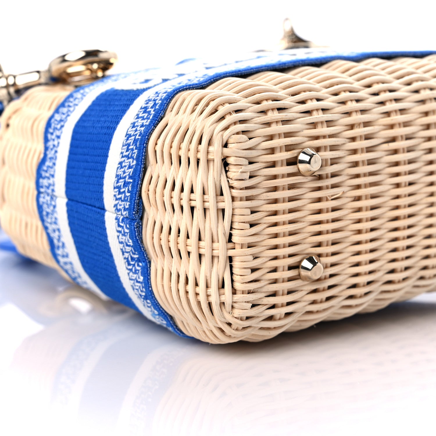 Christian Dior Wicker Oblique Mini Lady Dior Bag Florescent Blue 7 of 9
