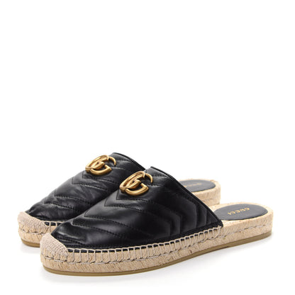 Gucci Nappa Matelasse GG Marmont Espadrille Slippers 38 Black 3 of 11