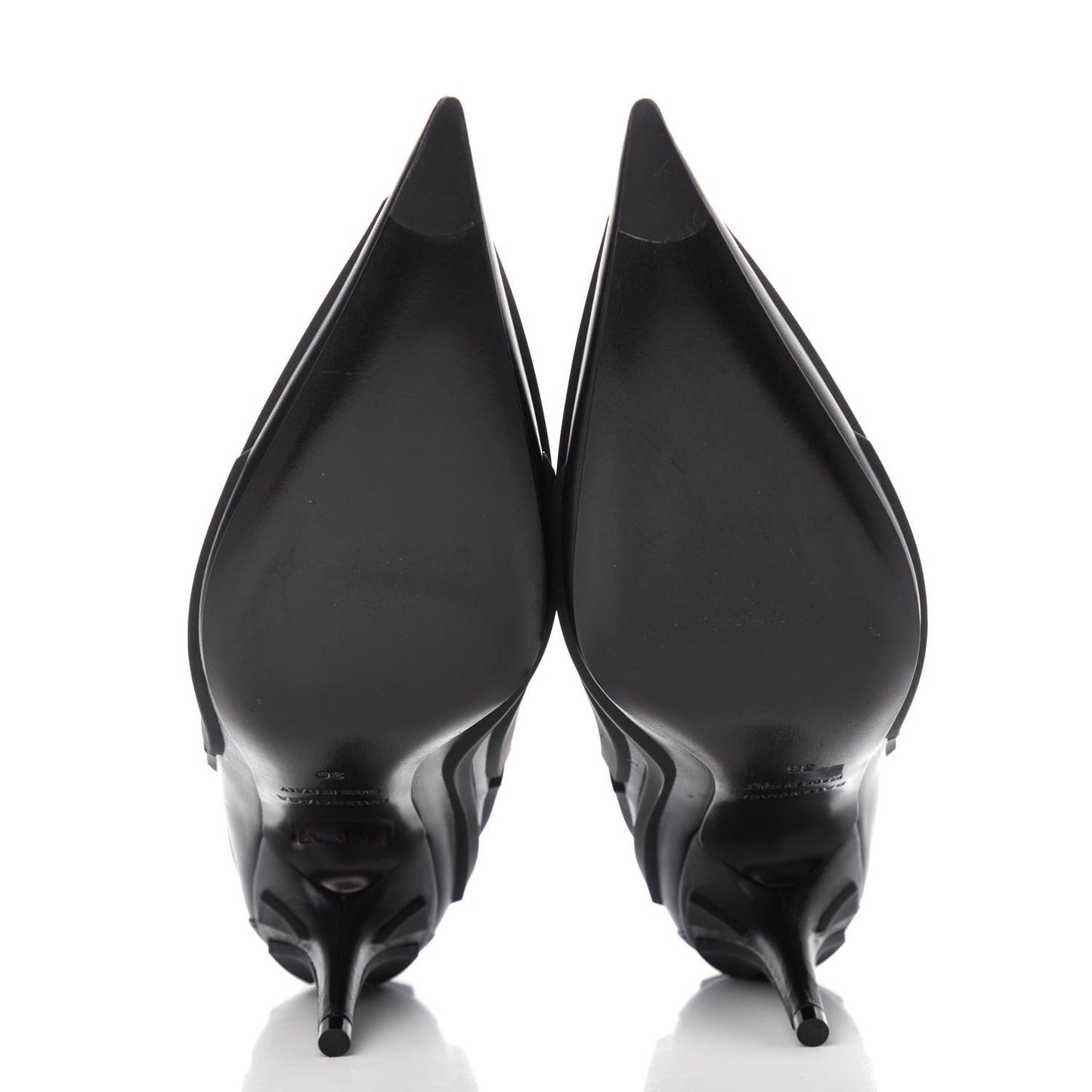 Silicone Calfskin Pointed 80mm Pumps 36 Black