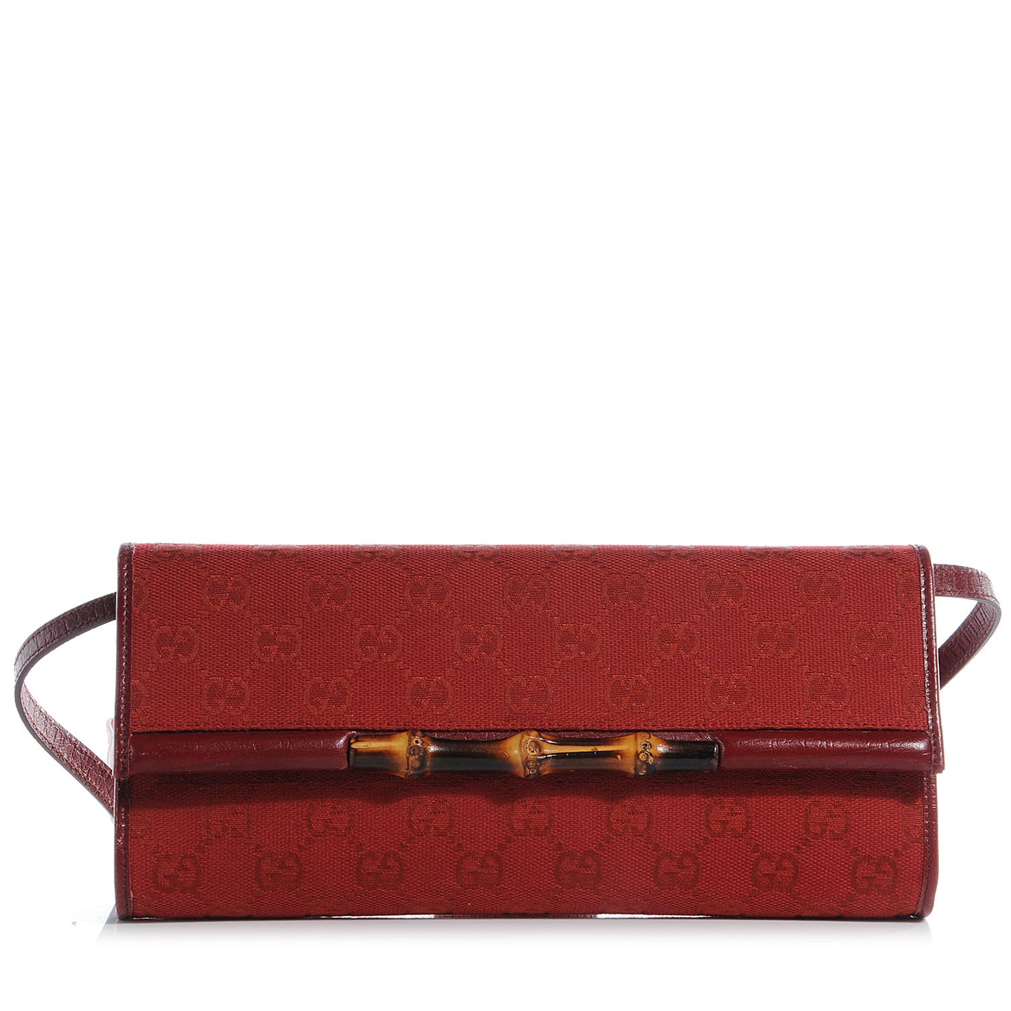 Monogram Canvas GG Bamboo Bar Clutch Red