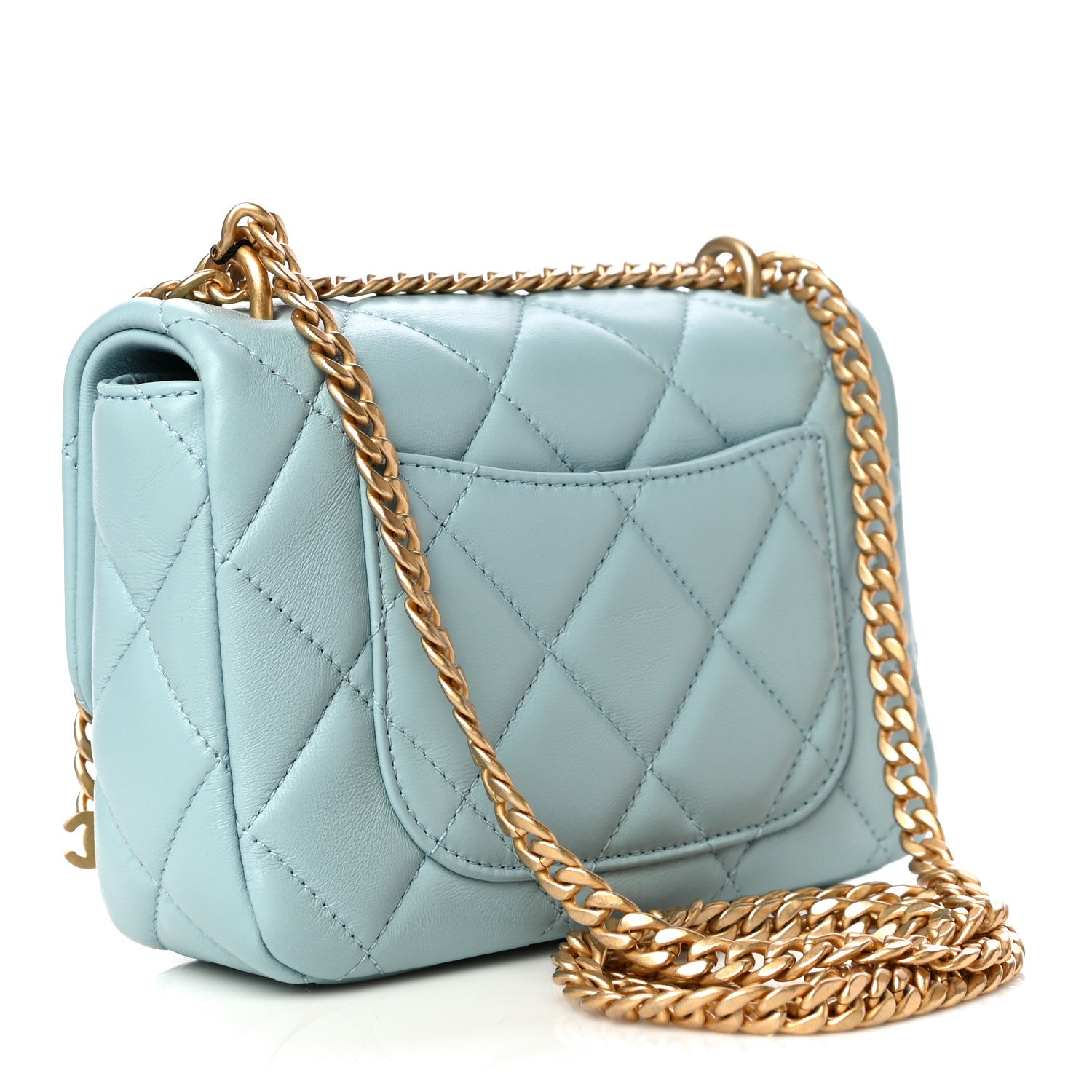 Chanel Lambskin Enamel Quilted Mini Pending CC Square Flap Light Blue 3 of 10