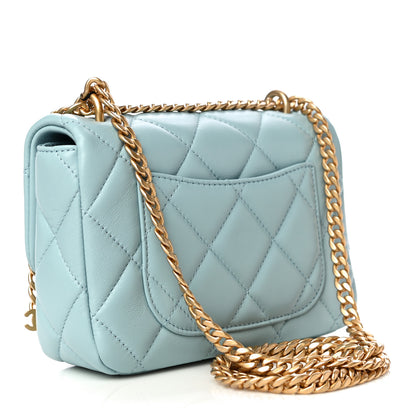 Chanel Lambskin Enamel Quilted Mini Pending CC Square Flap Light Blue 3 of 10