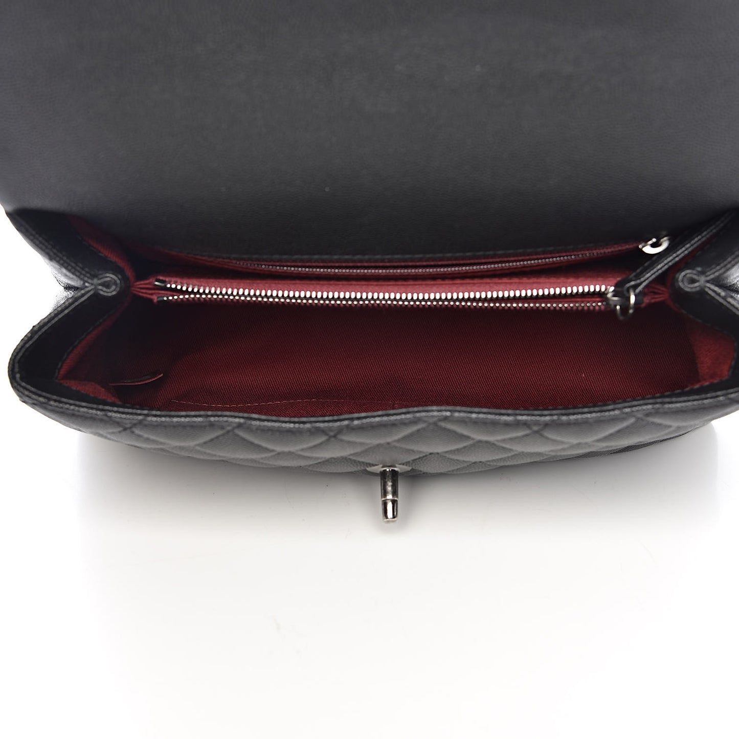 Caviar Quilted Small Coco Handle Flap Black