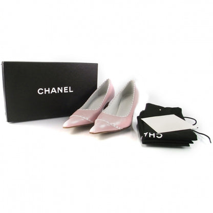 Chanel Leather Rose Pink Heels Size 37.5 2 of 7